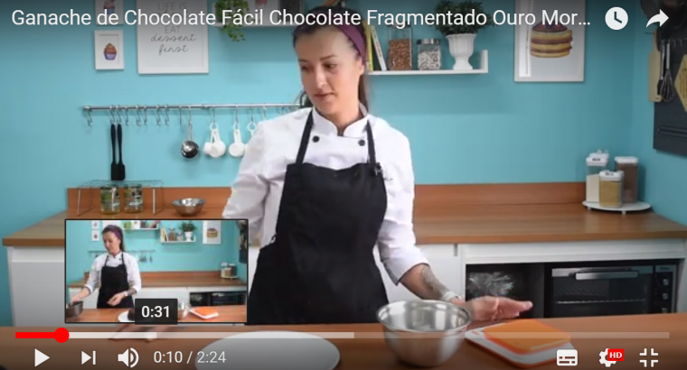 Ganache de Chocolate com Chocolate Fragmentado Ouro Moreno 70%